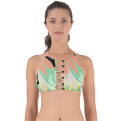 Abstract Seamless Pattern With Tropical Leaves Hand Draw Texture Vector Perfectly Cut Out Bikini Top by Vaneshart