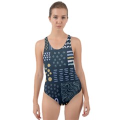Mixed Background Patterns Cut-out Back One Piece Swimsuit