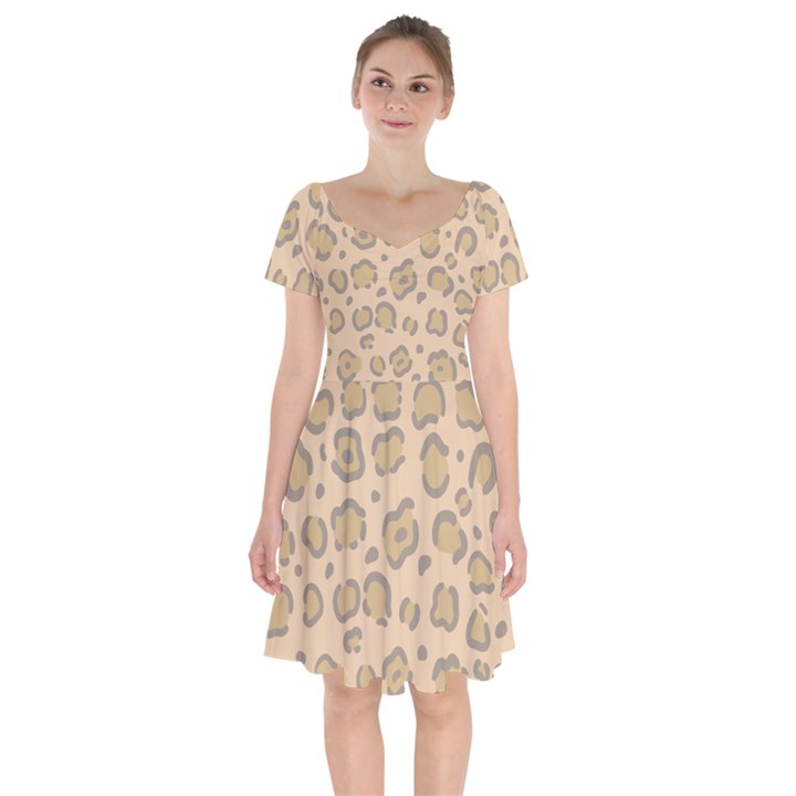 Leopard Print Short Sleeve Bardot Dress