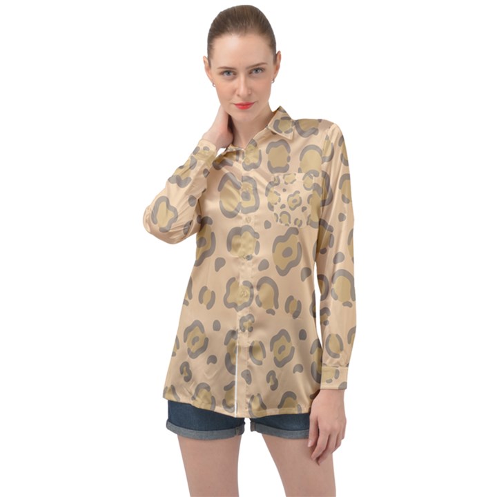 Leopard Print Long Sleeve Satin Shirt