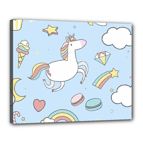 Unicorn Seamless Pattern Background Vector Canvas 20  X 16  (stretched) by Sobalvarro