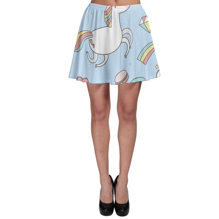 Unicorn Seamless Pattern Background Vector Skater Skirt