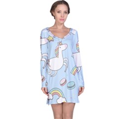 Unicorn Seamless Pattern Background Vector Long Sleeve Nightdress by Sobalvarro