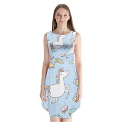 Unicorn Seamless Pattern Background Vector Sleeveless Chiffon Dress   by Sobalvarro