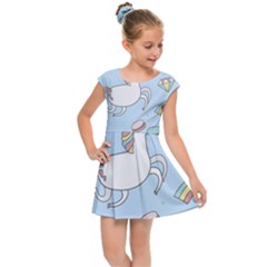 Unicorn Seamless Pattern Background Vector Kids  Cap Sleeve Dress by Sobalvarro