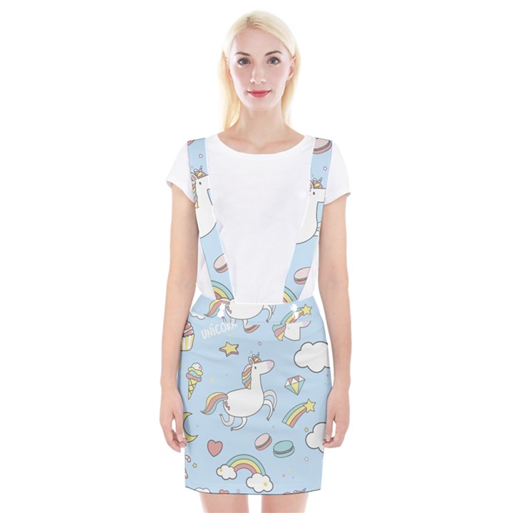 Unicorn Seamless Pattern Background Vector Braces Suspender Skirt