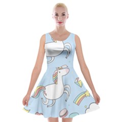 Unicorn Seamless Pattern Background Vector Velvet Skater Dress by Sobalvarro