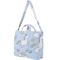 Unicorn Seamless Pattern Background Vector Square Shoulder Tote Bag