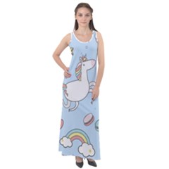 Unicorn Seamless Pattern Background Vector Sleeveless Velour Maxi Dress by Sobalvarro