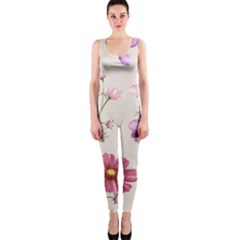 Vector Hand Drawn Cosmos Flower Pattern One Piece Catsuit