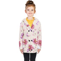 Vector Hand Drawn Cosmos Flower Pattern Kids  Double Breasted Button Coat by Sobalvarro