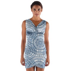 Boho Pattern Style Graphic Vector Wrap Front Bodycon Dress by Sobalvarro