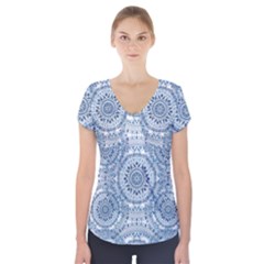 Boho Pattern Style Graphic Vector Short Sleeve Front Detail Top by Sobalvarro