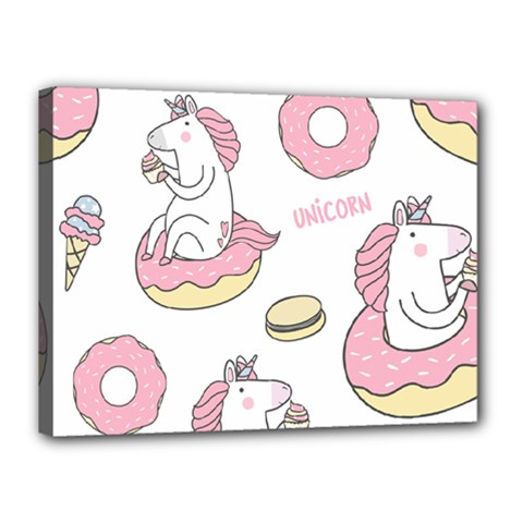 Unicorn Seamless Pattern Background Vector (1) Canvas 16  X 12  (stretched) by Sobalvarro