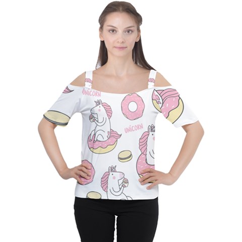 Unicorn Seamless Pattern Background Vector (1) Cutout Shoulder Tee by Sobalvarro