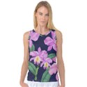 Vector Hand Drawn Orchid Flower Pattern Women s Basketball Tank Top View1