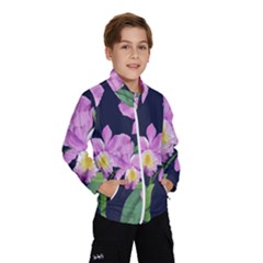 Vector Hand Drawn Orchid Flower Pattern Kids  Windbreaker by Sobalvarro