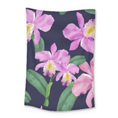 Vector Hand Drawn Orchid Flower Pattern Small Tapestry by Sobalvarro