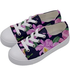 Vector Hand Drawn Orchid Flower Pattern Kids  Low Top Canvas Sneakers by Sobalvarro