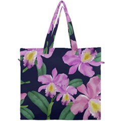 Vector Hand Drawn Orchid Flower Pattern Canvas Travel Bag by Sobalvarro