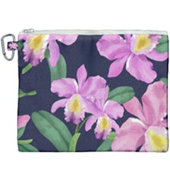 Vector Hand Drawn Orchid Flower Pattern Canvas Cosmetic Bag (xxxl) by Sobalvarro