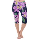 Vector Hand Drawn Orchid Flower Pattern Lightweight Velour Cropped Yoga Leggings View1