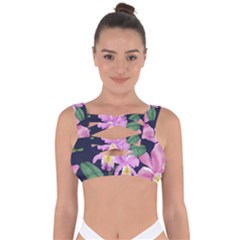 Vector Hand Drawn Orchid Flower Pattern Bandaged Up Bikini Top by Sobalvarro