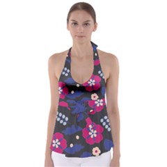 Vector Seamless Flower And Leaves Pattern Babydoll Tankini Top by Sobalvarro