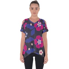 Vector Seamless Flower And Leaves Pattern Cut Out Side Drop Tee by Sobalvarro