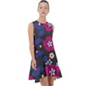 Vector Seamless Flower And Leaves Pattern Frill Swing Dress View1