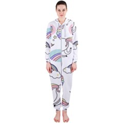 Cute Unicorns With Magical Elements Vector Hooded Jumpsuit (ladies)  by Sobalvarro