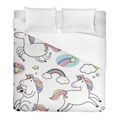 Cute Unicorns With Magical Elements Vector Duvet Cover (full/ Double Size) by Sobalvarro