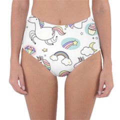 Cute Unicorns With Magical Elements Vector Reversible High-waist Bikini Bottoms by Sobalvarro