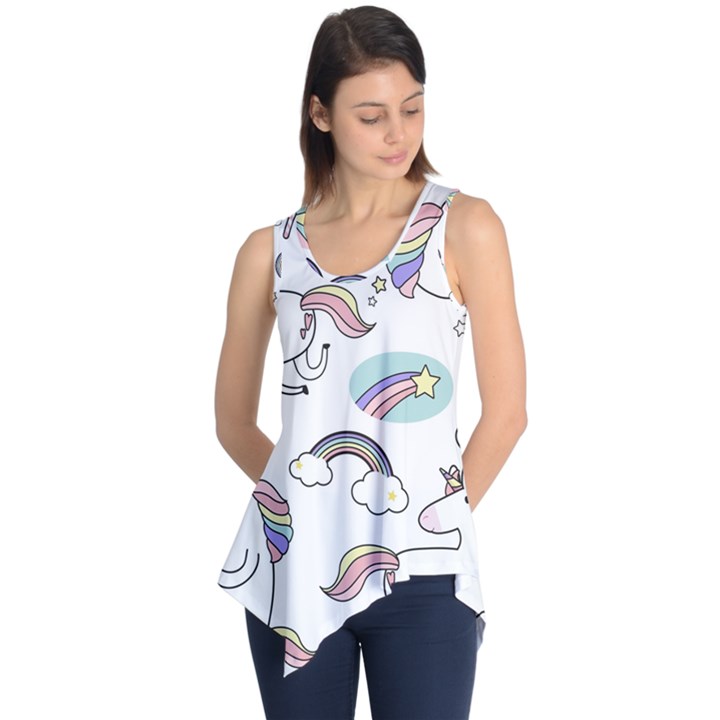 Cute Unicorns With Magical Elements Vector Sleeveless Tunic