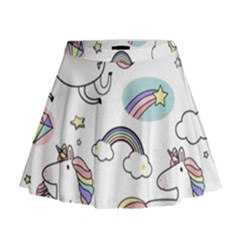 Cute Unicorns With Magical Elements Vector Mini Flare Skirt by Sobalvarro