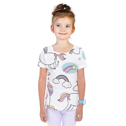 Cute Unicorns With Magical Elements Vector Kids  One Piece Tee by Sobalvarro