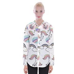 Cute Unicorns With Magical Elements Vector Womens Long Sleeve Shirt
