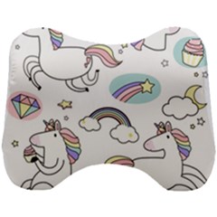 Cute Unicorns With Magical Elements Vector Head Support Cushion by Sobalvarro