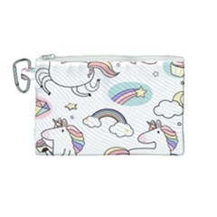 Cute Unicorns With Magical Elements Vector Canvas Cosmetic Bag (medium) by Sobalvarro