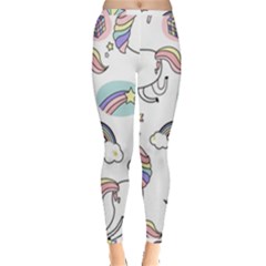 Cute Unicorns With Magical Elements Vector Inside Out Leggings by Sobalvarro