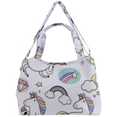 Cute Unicorns With Magical Elements Vector Double Compartment Shoulder Bag by Sobalvarro