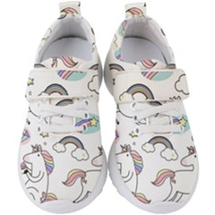 Cute Unicorns With Magical Elements Vector Kids  Velcro Strap Shoes