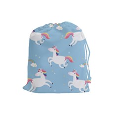 Unicorn Seamless Pattern Background Vector (2) Drawstring Pouch (large) by Sobalvarro