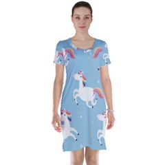 Unicorn Seamless Pattern Background Vector (2) Short Sleeve Nightdress by Sobalvarro