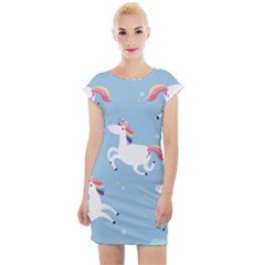 Unicorn Seamless Pattern Background Vector (2) Cap Sleeve Bodycon Dress by Sobalvarro