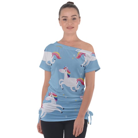 Unicorn Seamless Pattern Background Vector (2) Tie-up Tee by Sobalvarro