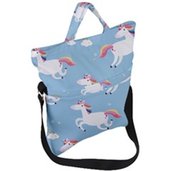 Unicorn Seamless Pattern Background Vector (2) Fold Over Handle Tote Bag by Sobalvarro