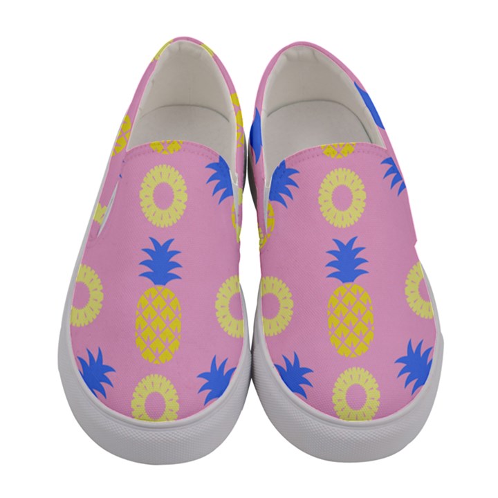 Pop Art Pineapple Seamless Pattern Vector Women s Canvas Slip Ons