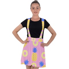 Pop Art Pineapple Seamless Pattern Vector Velvet Suspender Skater Skirt by Sobalvarro