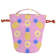 Pop Art Pineapple Seamless Pattern Vector Drawstring Bucket Bag by Sobalvarro